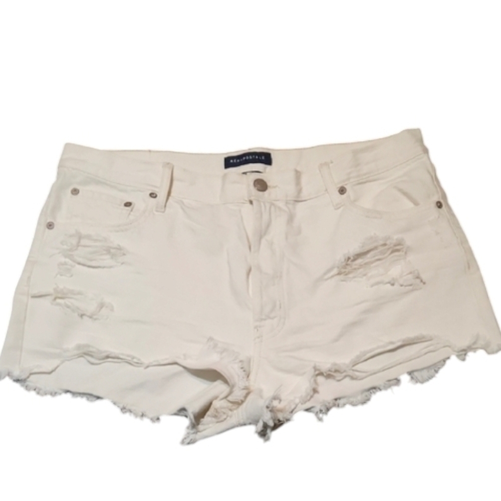Hollister White Distressed Jean Shorts